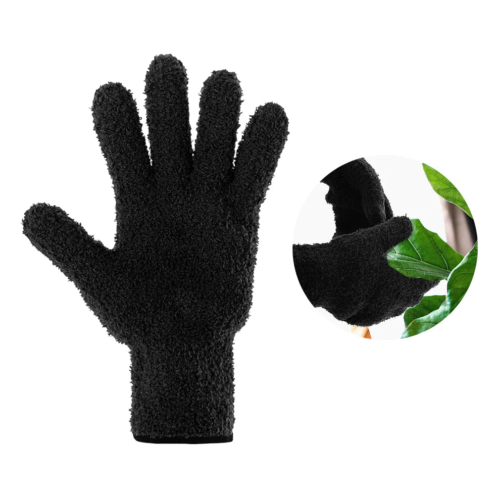 Coppia di guanti in microfibra morbida per la pulizia e la rimozione della polvere dalle foglie delle piante da appartamento.