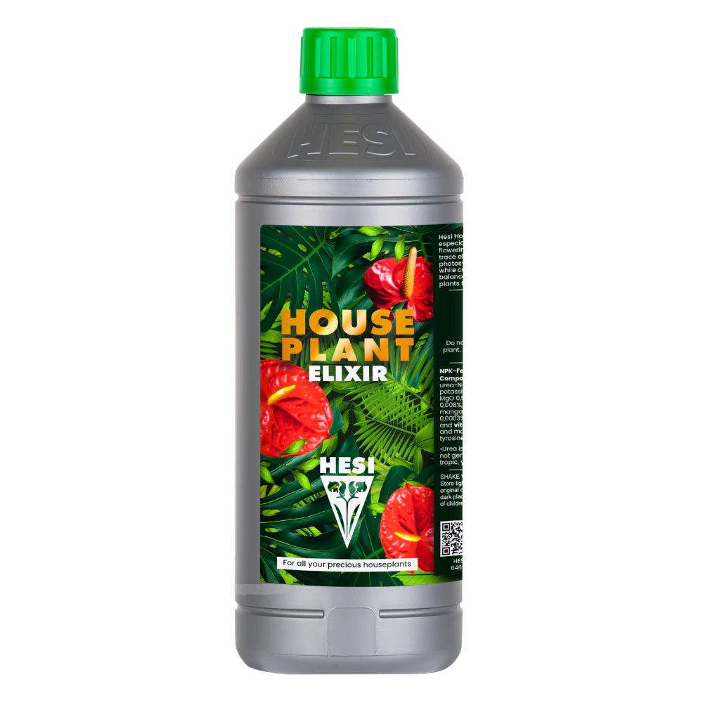 Flacone da 0.5L di HESI HousePlant Elixir, fertilizzante universale bilanciato a basso contenuto di sali per piante da interno e appartamento.