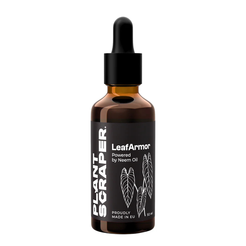 Flacone in vetro di Leaf Armor da 50ml con olio di neem spremuto a freddo pronto all&