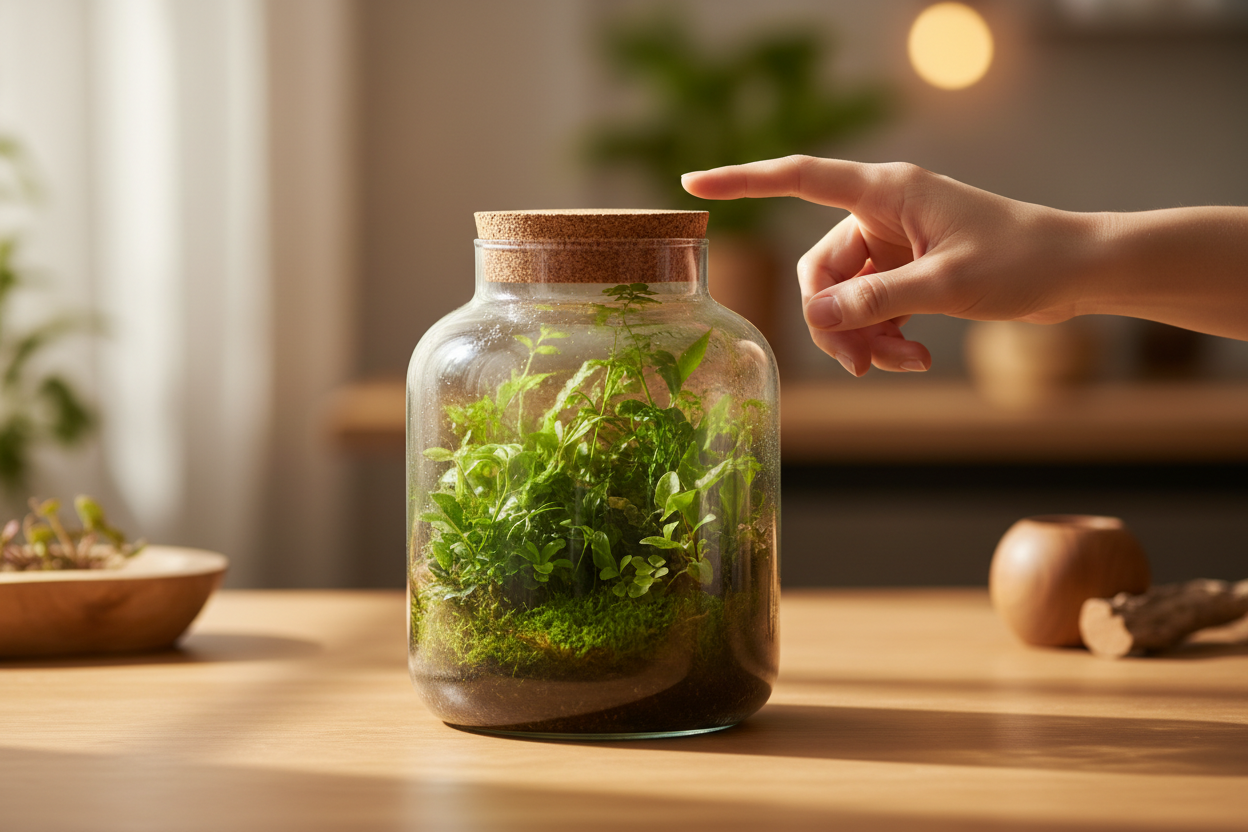 Tutti i motivi per cui non devi togliere il tappo del tuo terrarium per mantenere le tue piante in salute e senza stress.