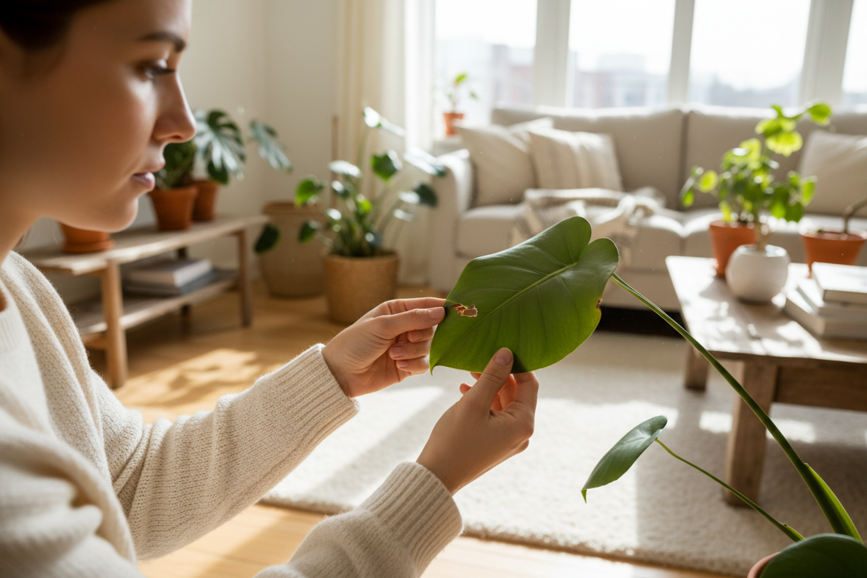 Come diagnosticare e riconoscere le macchie marroni sulle foglie delle piante tropicali in casa.