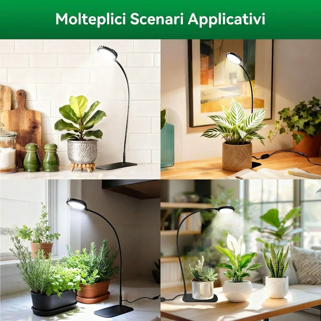 Lampada LED da Coltivazione da Tavolo con Base e Timer SANSI (12W - Spettro Completo per Piante e Terrarium) 💡🌱✨