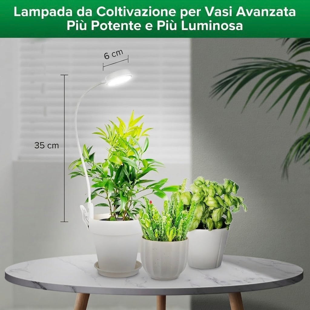 Lampada LED da Coltivazione con Clip da Vaso e Timer SANSI (10W - Spettro Completo per Piante e Terrarium) 💡🌱✨