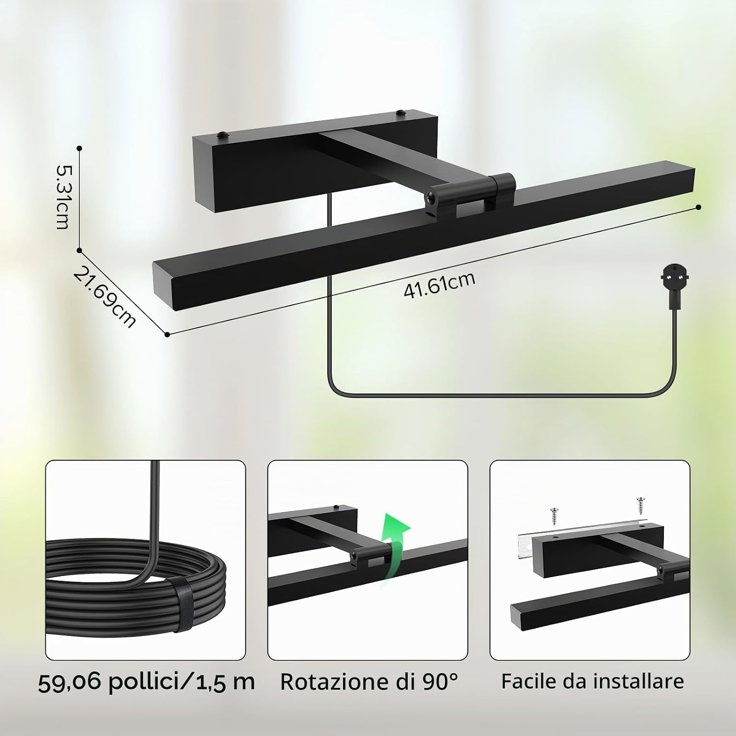 Lampada LED da Coltivazione da Parete Orientabile SANSI con Telecomando (35W - Spettro Completo 4000K) 💡🌿✨