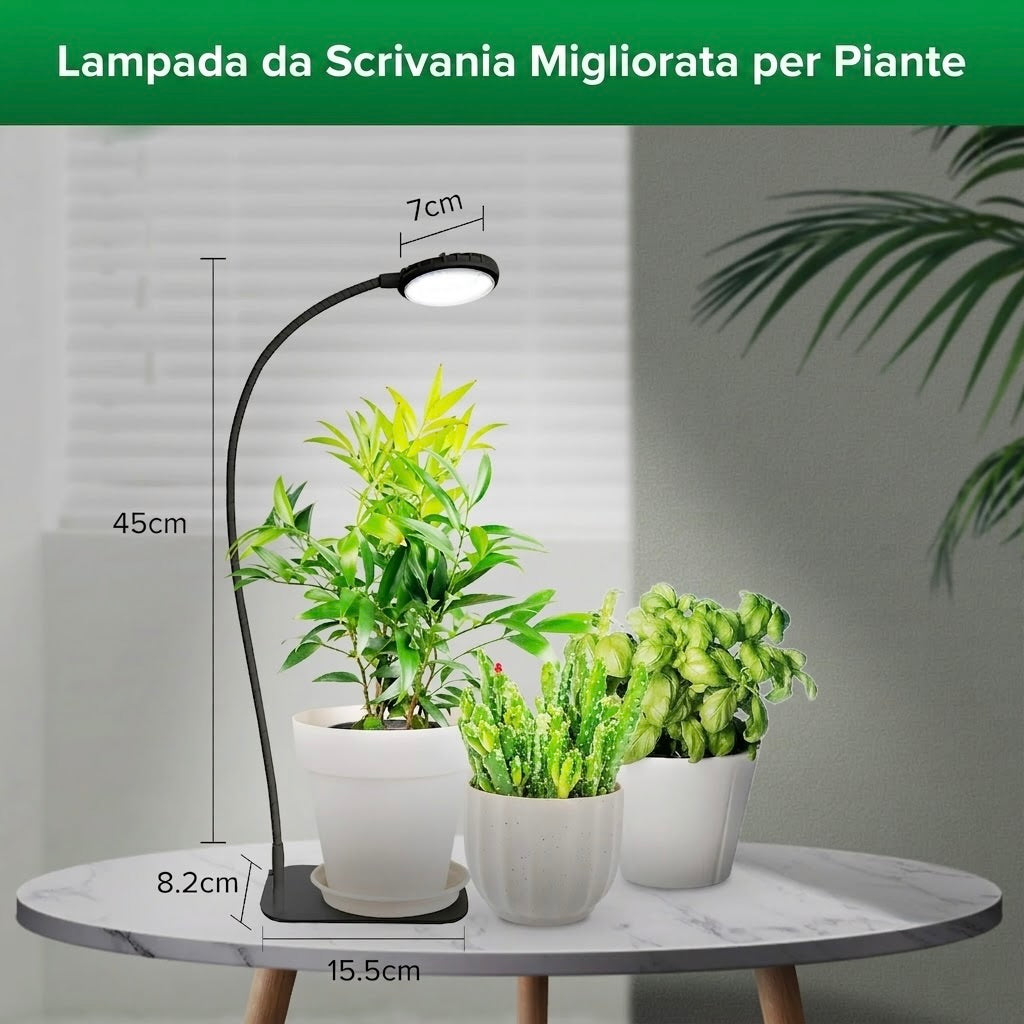 Lampada LED da Coltivazione da Tavolo con Base e Timer SANSI (12W - Spettro Completo per Piante e Terrarium) 💡🌱✨