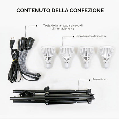 Lampada LED da Coltivazione Multitesta con Treppiede da Pavimento SANSI (120W - Spettro Completo + 660 nm) 💡🌿✨