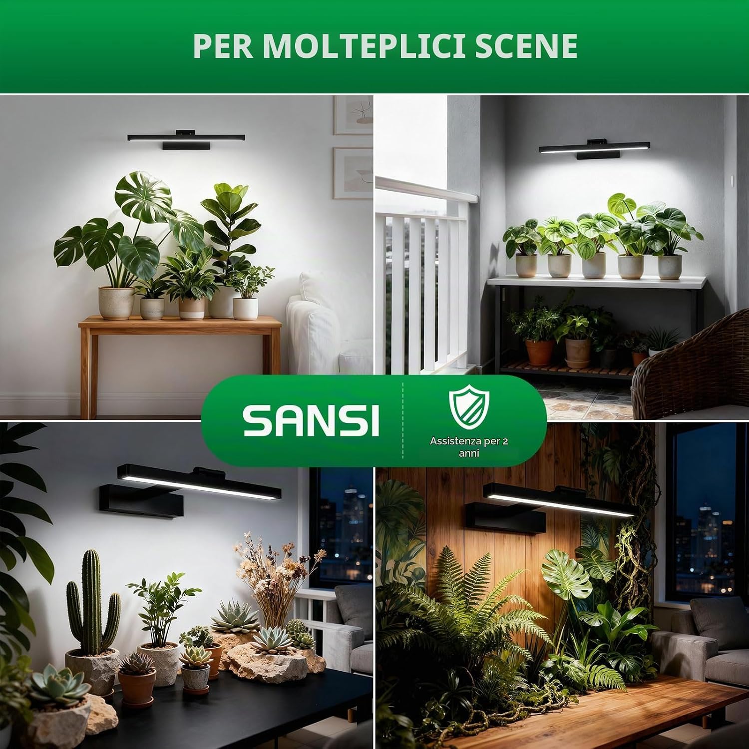 Lampada LED da Coltivazione da Parete Orientabile SANSI con Telecomando (35W - Spettro Completo 4000K) 💡🌿✨