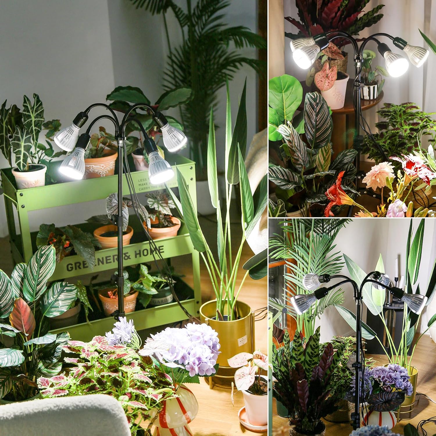 Lampada LED da Coltivazione Multitesta con Treppiede da Pavimento SANSI (120W - Spettro Completo + 660 nm) 💡🌿✨