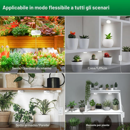Lampada LED da Coltivazione Adesiva a 2 Teste SANSI (10W - Spettro Completo per Scaffali e Terrarium) 💡🪴✨