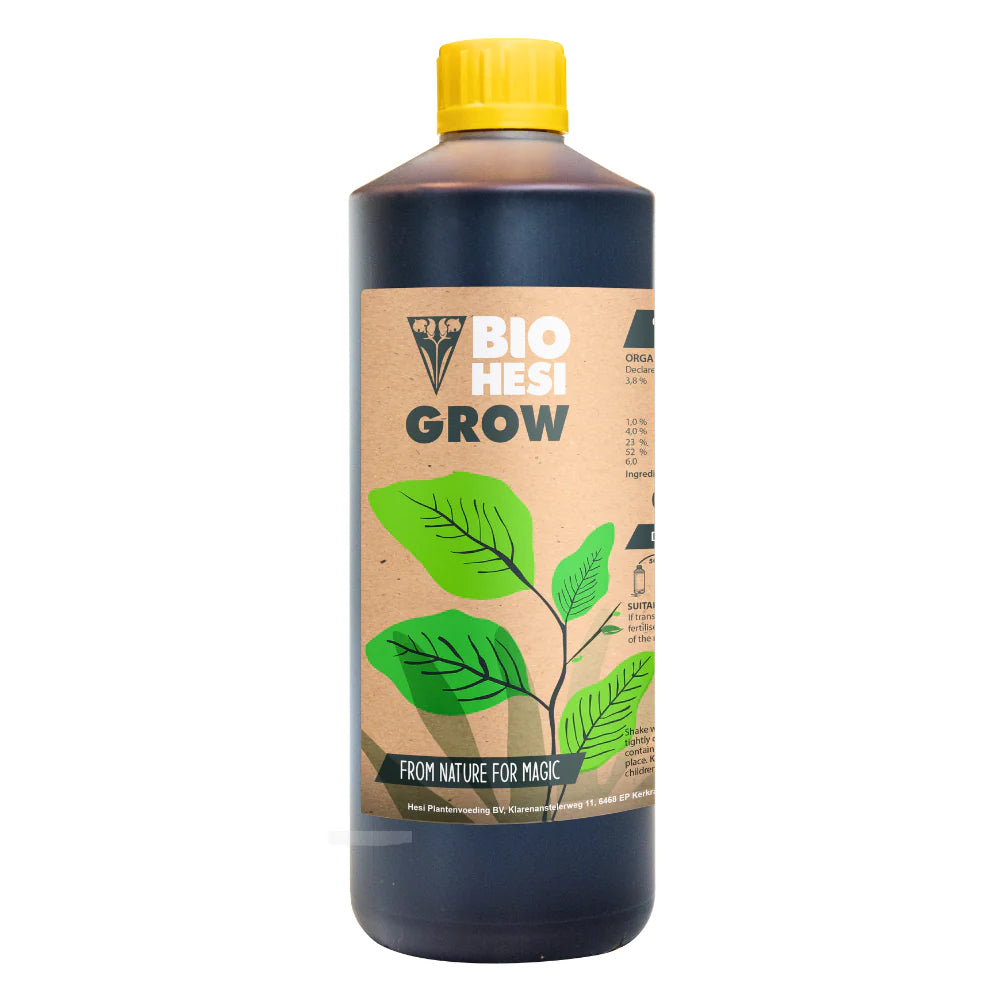 Flacone di fertilizzante liquido biologico Bio HESI Grow per la fase di crescita vegetativa, formula 100% vegana e naturale con NPK 4-1-4.