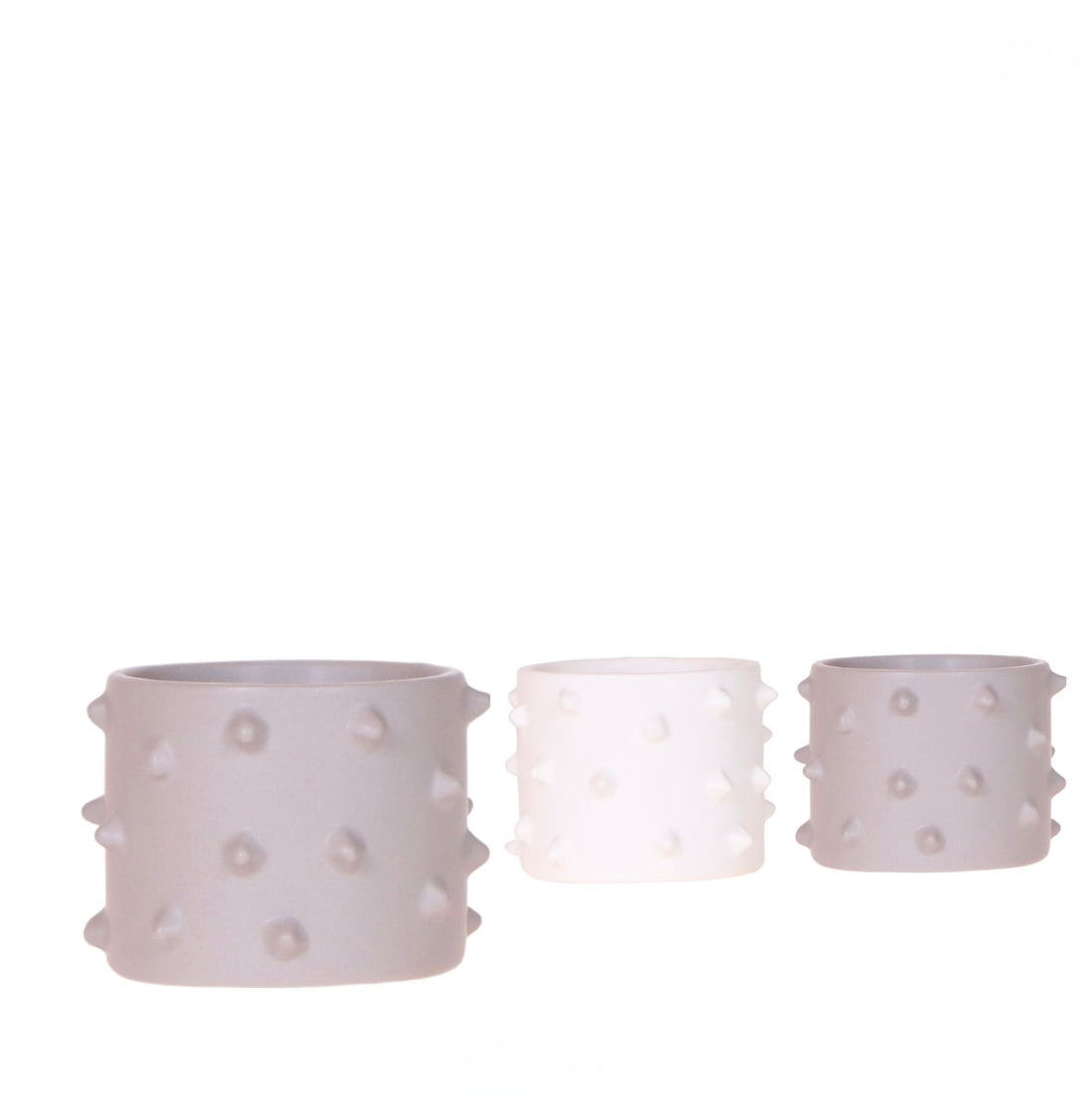 Coprivaso in ceramica con texture a rilievi tridimensionali da 6 cm per baby plants e mini succulente.