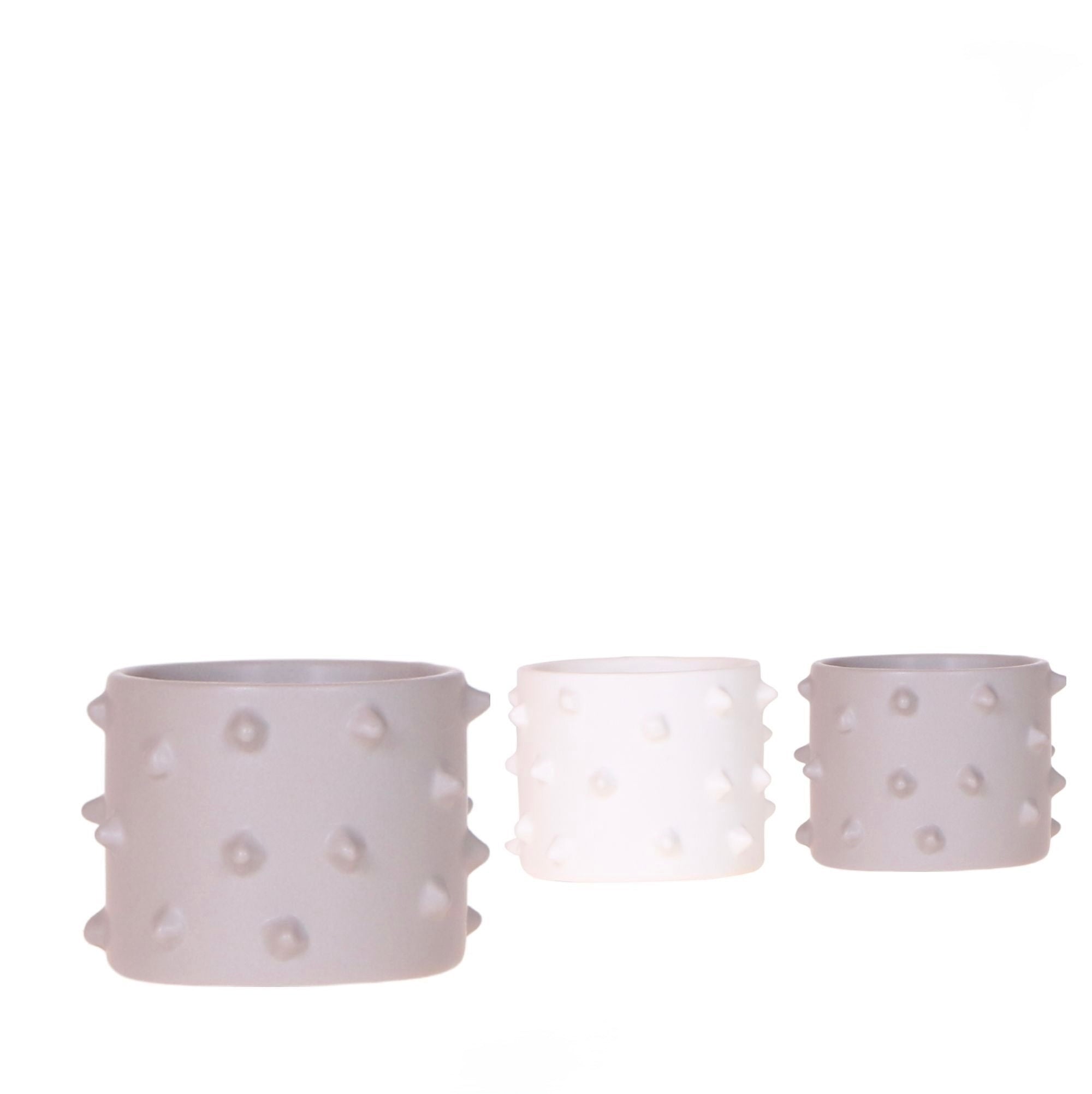 Coprivaso in ceramica con texture a rilievi tridimensionali da 6 cm per baby plants e mini succulente.