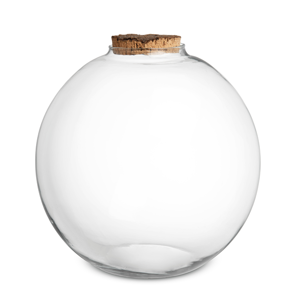 Vaso Sfera Natura Grande - Contenitore in Vetro con Tappo in Sughero 37x38cm