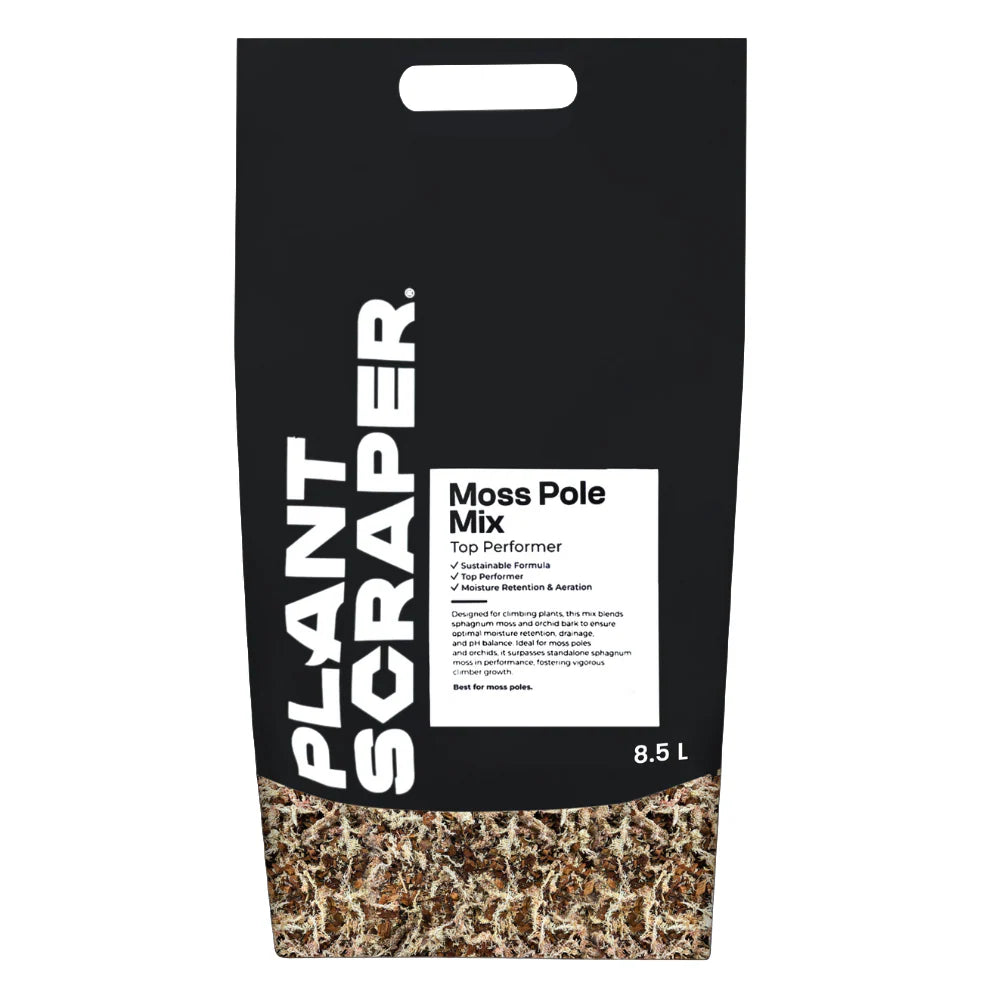 Confezione da 8.5L di Moss Pole Mix PlantScraper, speciale miscela con sfagno, corteccia e chips di cocco per riempire pali e tutori.