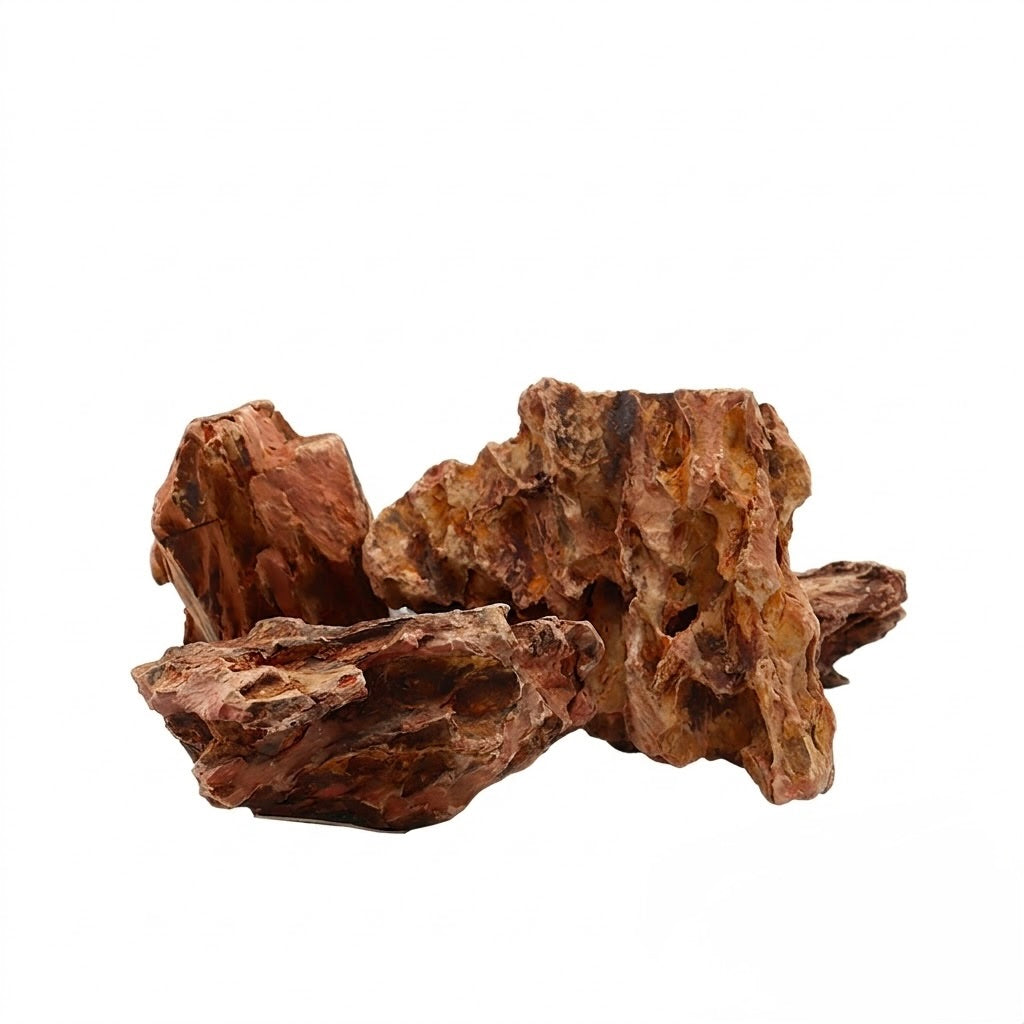 Roccia naturale Bamboo Stone con striature verticali per allestimenti di aquascaping, acquari e terrari.