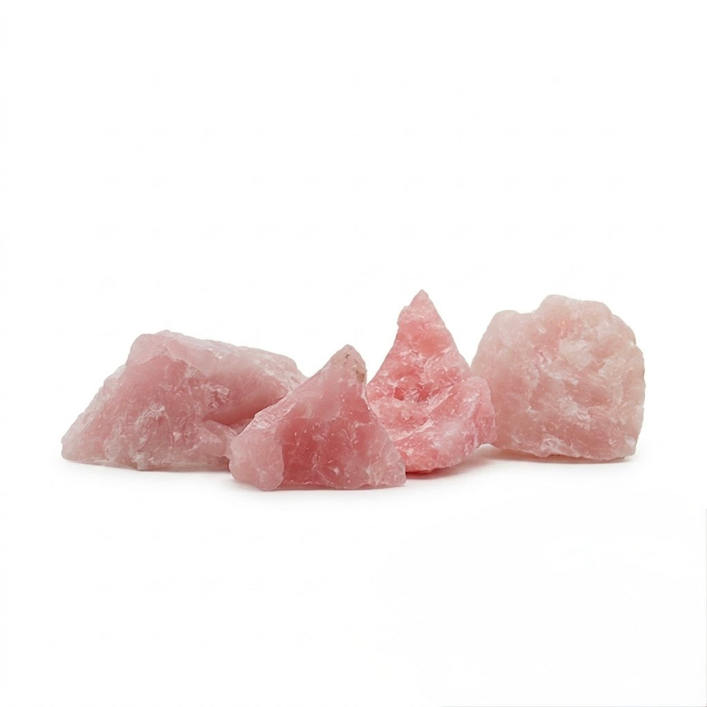 Roccia naturale di quarzo rosa con sfumature cristalline e tonalità delicate per allestimenti di aquascaping, acquari e terrari.