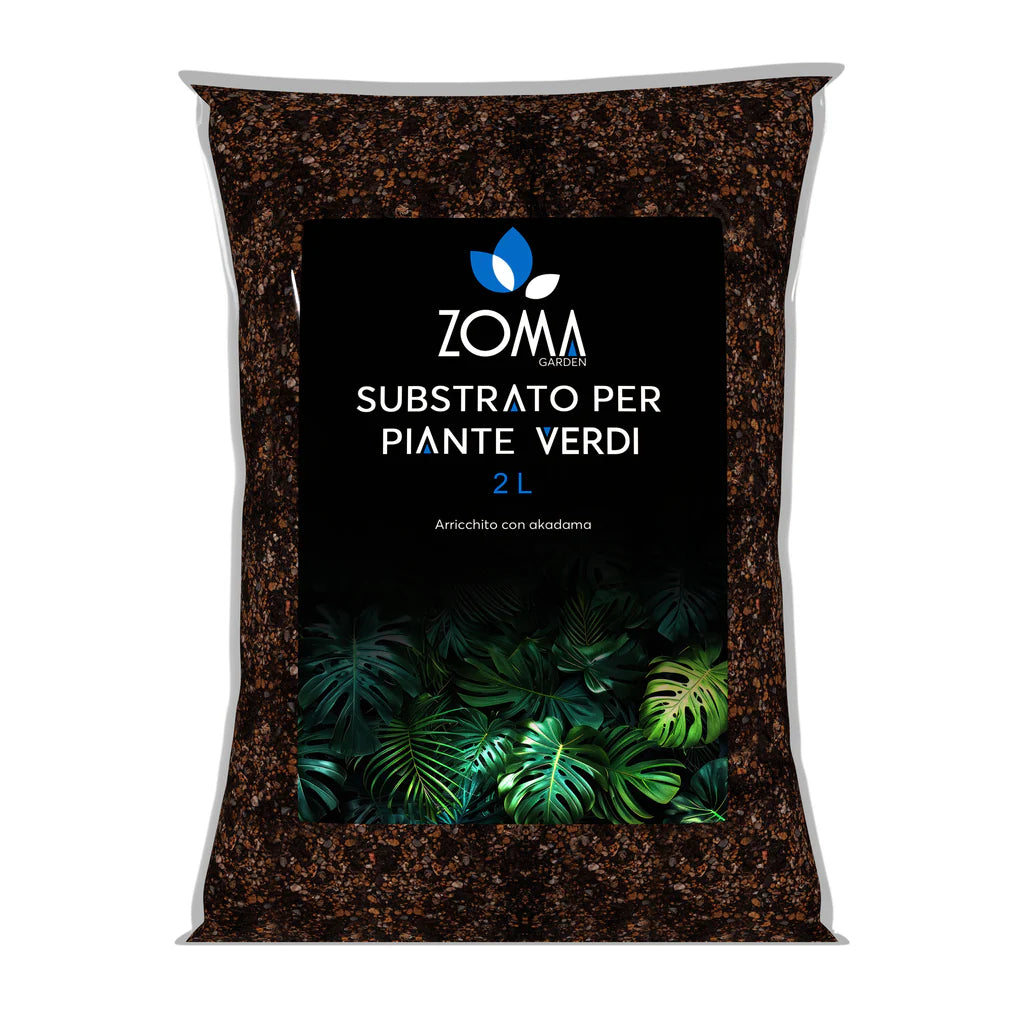Confezione di terriccio professionale per piante verdi ZOMA Garden di Dreaming Plants con humus di lombrico, sfagno cileno, bark e akadama per un drenaggio ottimale.